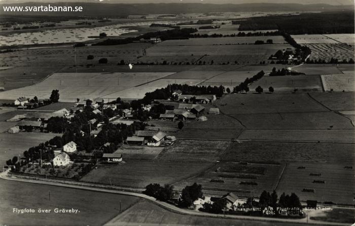 Flygfoto över Gräveby från söder efter 1937. - klicka för att stänga rutan