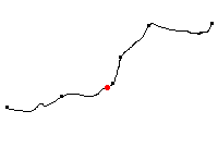 Den röda punkten visar platsen för Fjugesta grusgrop längs Svartåbanan - klicka för att förstora
