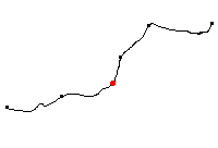 Den röda punkten visar platsen för Fjugesta järnvägshotell längs Svartåbanan - klicka för att förstora