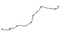 Den röda punkten visar platsen för Hemsjöstrand längs Svartåbanan - klicka för att förstora