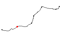 Den röda punkten visar platsen för Mullhyttemo längs Svartåbanan - klicka för att förstora