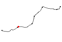Den röda punkten visar platsen för Norrhult banvaktstuga längs Svartåbanan - klicka för att förstora