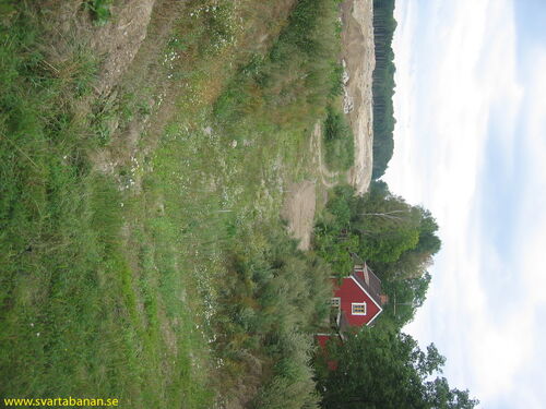 Västra Via banvaktstuga och bygget av nya E18 den 13 augusti 2006. - klicka för att förstora