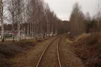 Spåret på nya linjen mellan Ekströms och Bista f.d. lastplatser den 8 december 2007. - klicka för att förstora
