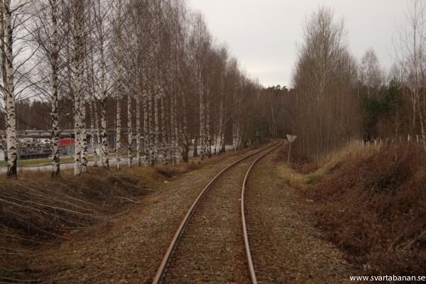 Spåret på nya linjen mellan Ekströms och Bista f.d. lastplatser den 8 december 2007. - klicka för att stänga rutan
