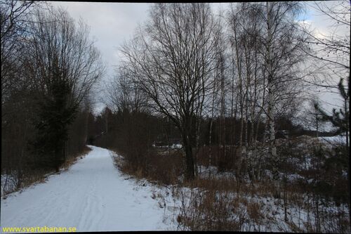 Resterna efter banvallen vid Fjugesta grusgrop den 4 januari 2008. - klicka för att förstora Resterna efter banvallen vid Fjugesta grusgrop den 4 januari 2008. - klicka för att förstora