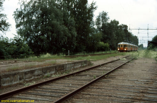 Tåg 3067 rullar in i Latorpsbruk den 28 juni 1985. - klicka för att förstora Tåg 3067 rullar in i Latorpsbruk den 28 juni 1985. - klicka för att förstora