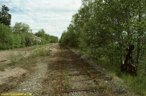 Bangården i Latorpsbruk den 28 maj 1991. - klicka för att förstora