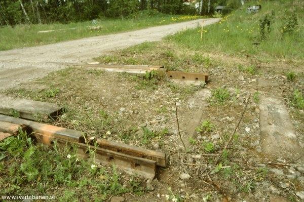 Rälsände vid norra infarten i Latorpsbruk den 28 maj 1991. - klicka för att stänga rutan