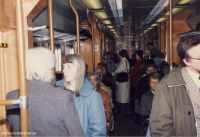 Interiör i elmotorvagn X10 den 23 mars 1985. - klicka för att förstora