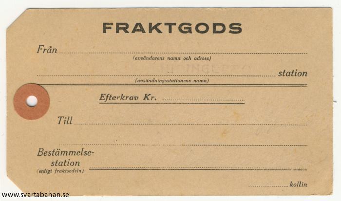 Fraktgodslapp från Hidingebro. - klicka för att stänga rutan