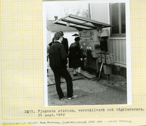Tågklarerare Magnusson vid ställverket i Fjugesta den 25 september 1982. - klicka för att förstora Tågklarerare Magnusson vid ställverket i Fjugesta den 25 september 1982. - klicka för att förstora